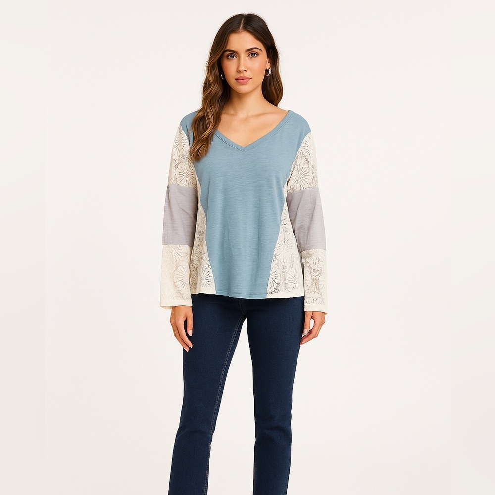 Boho Patchwork Long Sleeve Top NWT